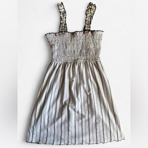 Betsey Johnson White and Black Ruffled Swim Cover-Up with Pink Liner